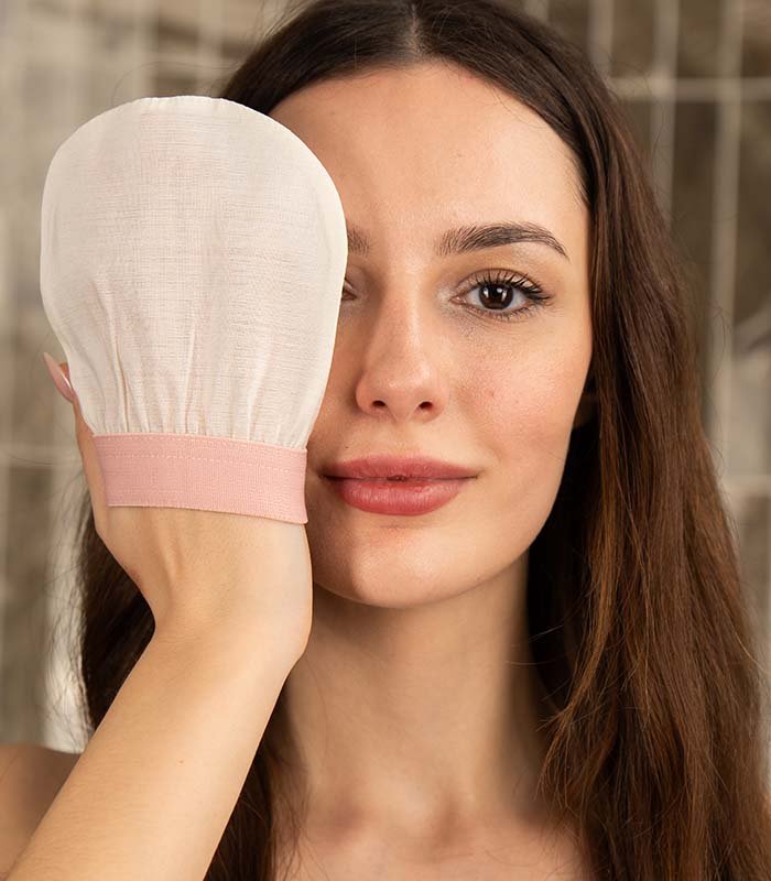 Gant Exfoliant Visage en Soie Brute — 100% Cocon Turc