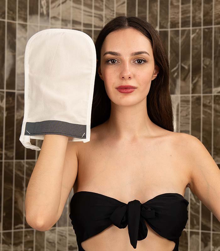 Türkischer Kese — Peeling-Handschuh 100% Viskose, Kreuzstich-Gewebe